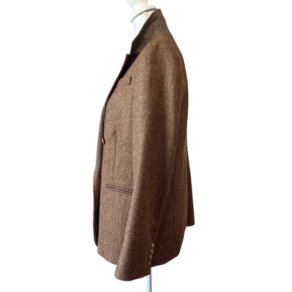J.Crew Bristol Double Breasted Blazer Jacket Herringbone Wool Brown Size 8 - Picture 7 of 10